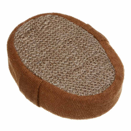 ЮL Мочалка банная объемная овальная на поролоне, рами, хлопок, 14,5х11х4,5см, 3 цвета, МЭ24-01