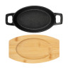 SATOSHI Сковорода мини на подставке из бамбука чугун, овальная, 15х9.8см, индукция