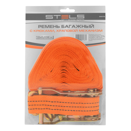 Ремень багажный с крюками, 10 x 0.038м, храповой механизм Stels