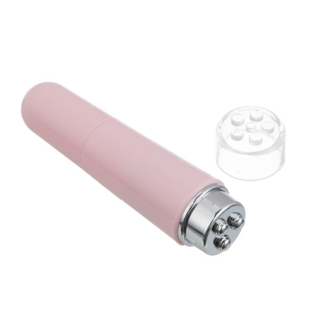 LEBEN Массажер для лица лифтинговый, вибрационный, 4 насадки, 1xAA (не в компл.), розовый