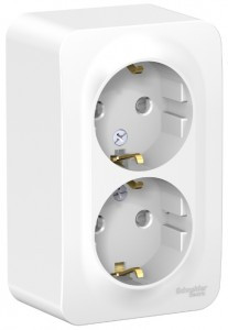 Systeme Electric BLANCA роз. ОУ 2 мест. 16А бел.(пл.осн, земля штор, монт.пл-стенка) BLNRA011221(8!)