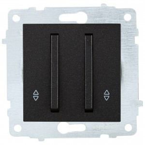 OVIVO мех. выкл. СУ 2 кл. 10А (узкая клавиша, проходн.)черн металлик (ко всем рамкам) 610-000217-211