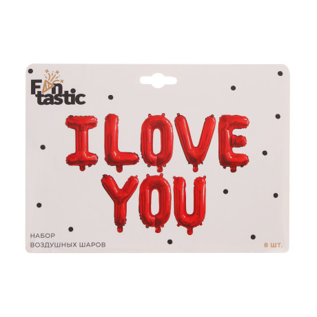 Набор воздушных шаров тм Fntastic буквы I LOVE YOU, 40 см размер буквы, фольгированные, красный