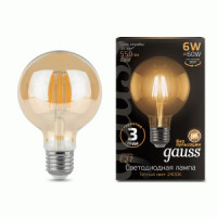 Gauss Filament Шар G95 E27 6W(550lm) 2400K 2K 143x95 золотая, филамент (нитевид.), прозр. 105802006