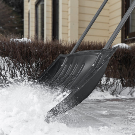 Движок для уборки снега пластиковый, 780 х 420 х 1140 мм, стальная рукоятка, Сибртех