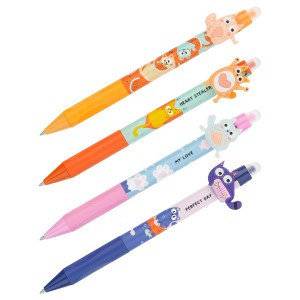 Ручка гелевая стираемая автоматическая MESHU "Cool cats" синяя, 0,5мм, с топпером Арт.362466