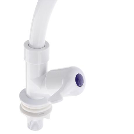 Кран для холодной воды, однорычажный, пластик, гайка, белый