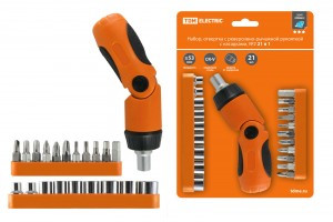 TDM Алмаз отвертка с реверсивно-рычажной рукояткой с насадками, №2, 21 предмет SQ1019-0202