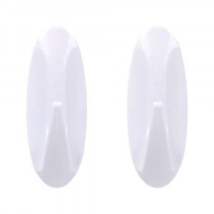 Набор крючков на клеевой основе 3x8см белый пластик (2шт) MARMITON