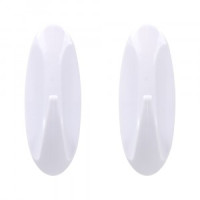 Набор крючков на клеевой основе 3x8см белый пластик (2шт) MARMITON