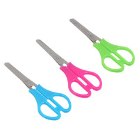 ClipStudio Ножницы школьные 13см с линейкой, пластиковые ручки, 3 цвета, на карточке с подвесом