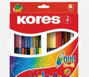 Карандаши цветные 48цв 24шт 3-гран,двустор с точилкой  93224. Kores 128907