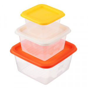 Рыжий Набор контейнеров для продуктов квадратных, 3шт, 0,63л+0,33л+0,15л, пластик