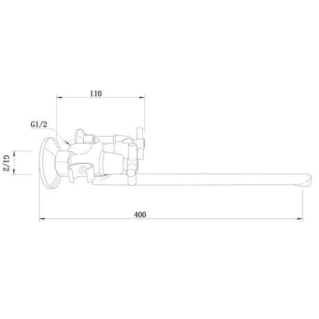 СоюзКран Смеситель для ванны с душем, прямой излив 35см, кер. кран-буксы 1/2, хром, цинк, SK08-P208