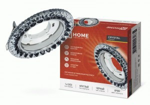 ASD/InHome св-к встр. GX53R-crystal R42L-BC с подсветкой 4К под GX53 Черный/Хром