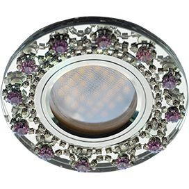 Ecola DL1660 MR16 GU5.3 св-к  Стекло Круг аметист. стразами хром зеркало/Хром 28x93 FP16RNECB (10!)