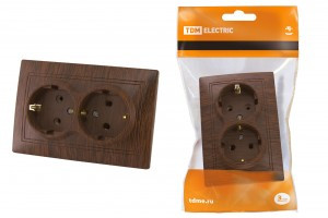 TDM Таймыр роз. СУ 2 мест. 16А бук (керам. осн., земля) (10!) SQ1814-0314