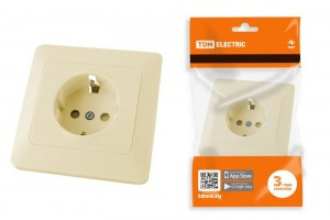 TDM Ильмень роз. СУ 1 мест. 16А (земля, шторки) слон. кость АБС-пластик SQ1823-0114