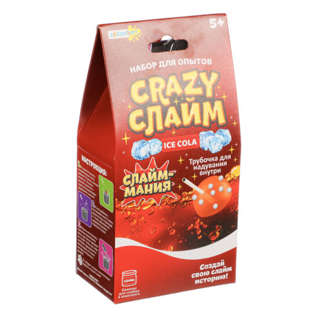 ХОББИХИТ Набор экспериментов серия Юный химик, "CRAZY СЛАЙМ", 10х20,2х6,5см, 5 дизайнов, 926