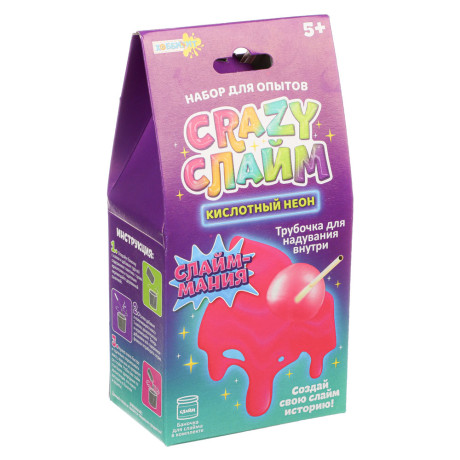 ХОББИХИТ Набор экспериментов серия Юный химик, "CRAZY СЛАЙМ", 10х20,2х6,5см, 5 дизайнов, 926