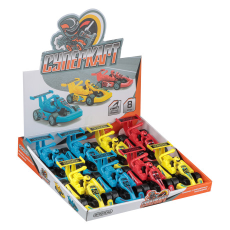 ИГРОЛЕНД Машинка инерционная "Супер Карт", металл, ПП, 16х5х8 см, 3 дизайна