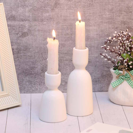 Подсвечник, 5,3х5,3х9,5см, керамика, цвет белый, арт.17
