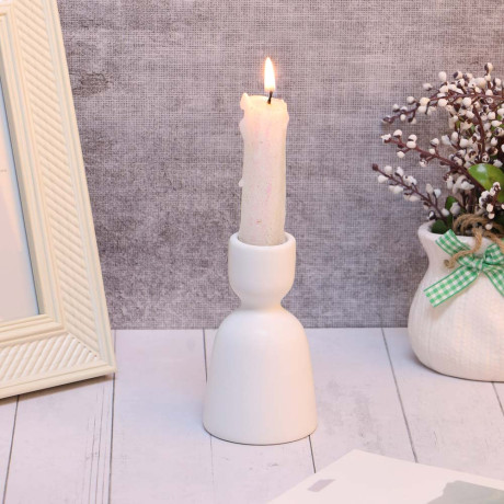 Подсвечник, 5,3х5,3х9,5см, керамика, цвет белый, арт.17