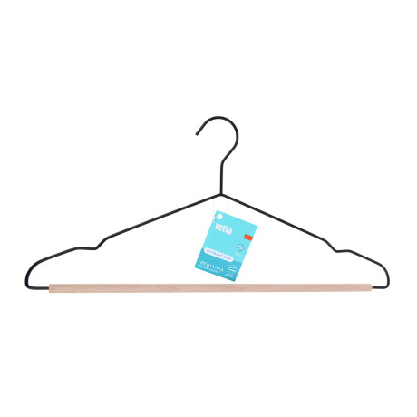 VETTA Вешалка с перекладиной, 41х19.5х0.3 см, металл, дерево, черный глянец