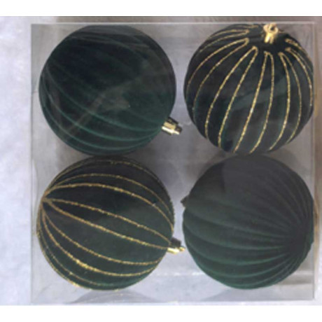 Набор елочных украшений 10RDC4/H82-8 10 см 4 шт Шары БАРХАТ изумрудный