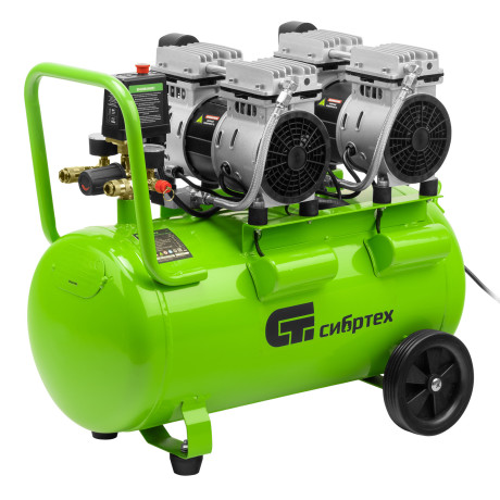 Компрессор безмаслянный малошумный МБ 2000/50, 2000 Вт, 50л, 300 л/мин Сибртех