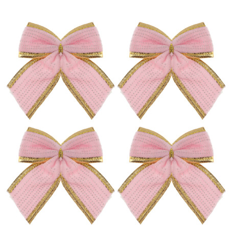 СНОУ БУМ Набор бантов 10x12 см, 4 шт, полиэстер, розовый