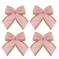 СНОУ БУМ Набор бантов 10x12 см, 4 шт, полиэстер, розовый