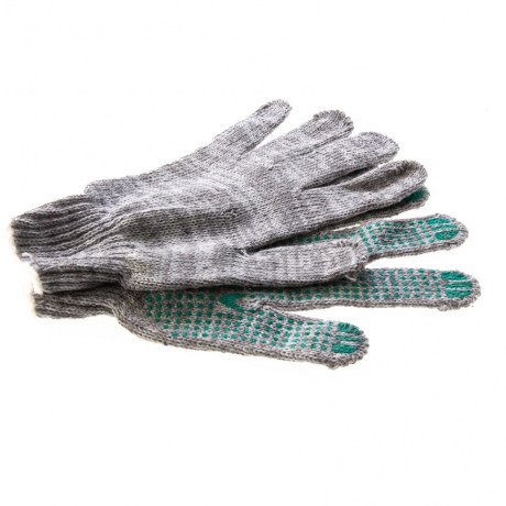 Перчатки трикотажные, ПВХ "Точка", меланж, 6 пар в упаковке, 7 класс