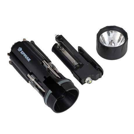 ЕРМАК Фонарь с инструментами, 8 в 1, 2 LED, 2 режима, 3xAAA, пластик, металл