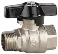 Кран шаровой ЗУБР полнопроходной &quot;мама-папа&quot;, бабочка, хромиров латунь, 1&quot;