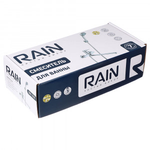 RAIN Смеситель для ванны Опал, прямой излив 35см, душ. набор,  картридж 35мм, латунь, хром