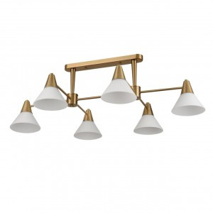 LUMION 8113/6 MODERNI LN25 латунь/бел., мет./стекло люстра E27 6x60W 220V CORNE