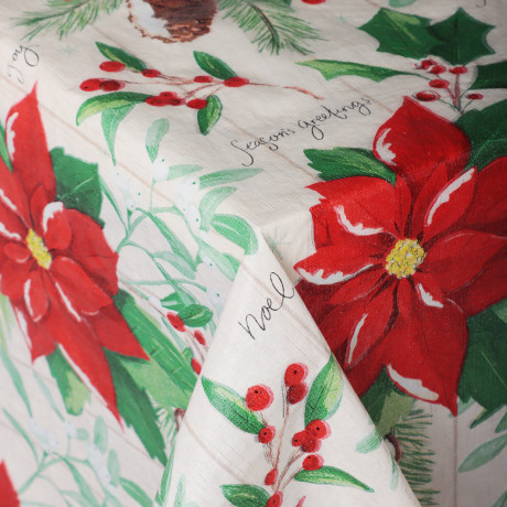 PROVANCE Щелкунчик Скатерть ПЕВА на текстильной основе, 132х178см, 50% полиэстер, 50% ПЕВА