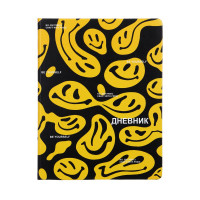 BY Дневник шк., А5+ (20,8*16,5см), 48л., &quot;Искаженные смайлы&quot;, тв.обл., иск.кожа с цв.печатью, закл.