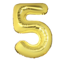 Шар воздушный Цифра "5", золотистый, фольга, 40'/101 см