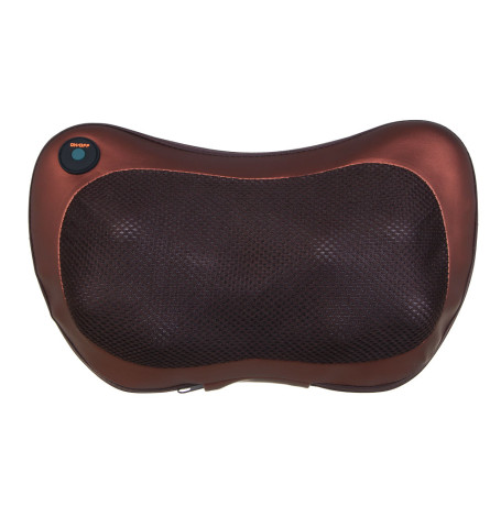 LEBEN Массажная подушка, 3 режима, ИК-подогрев, от сети, серая, кожзам, текстиль