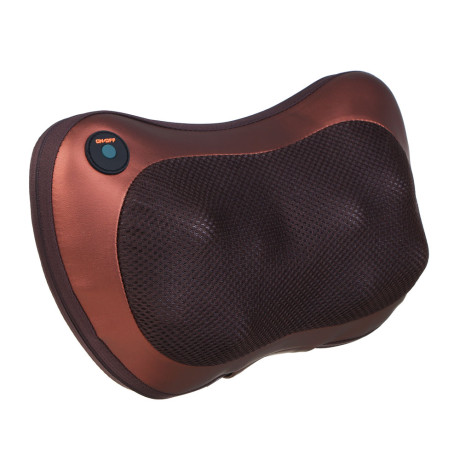 LEBEN Массажная подушка, 3 режима, ИК-подогрев, от сети, серая, кожзам, текстиль