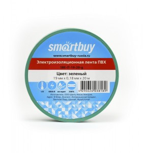 Smartbuy Изолента ПВХ 19/20 0.18х19мм, 20метров, зеленая (SBE-IT-19-20-g)