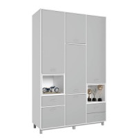 Шкаф трехсекционный Polini kids Mirum 2330, белый-серый (мест 6)