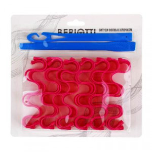 BERIOTTI Бигуди-волны с крючком для укладки волос, 25х3см, пластик, нейлон, 12шт, 2 цвета