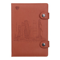 BY Ежедневник недатированный &quot;МОСКВА&quot; А5,320стр, тв.обл.с порол., иск.кожа ПРЕМИУМ, 2 застежки