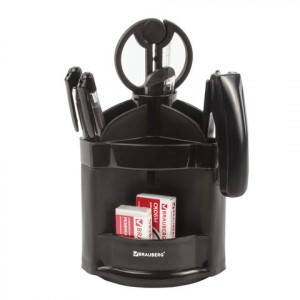 Канцелярский набор BRAUBERG "Офисный 100", 10 предметов, вращающаяся конструкция, черный, блистер, 2