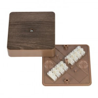 EKF Коробка разветвительная КМР-030-032кг (100х100х25) с клеммником тёмн. дер. plc-kmr-030-032kg-t