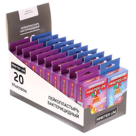 Лейкопластырь MASTER UNI "Детский Веселый цирк" бактериц,на полимер.осн,20шт