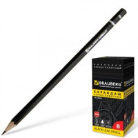 Карандаш ч/гр BRAUBERG, 1 шт., &quot;Touch line&quot;, В, чер., без резинки, заточ., 180622